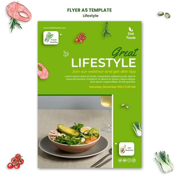 Healthy lifestyle flyer design template