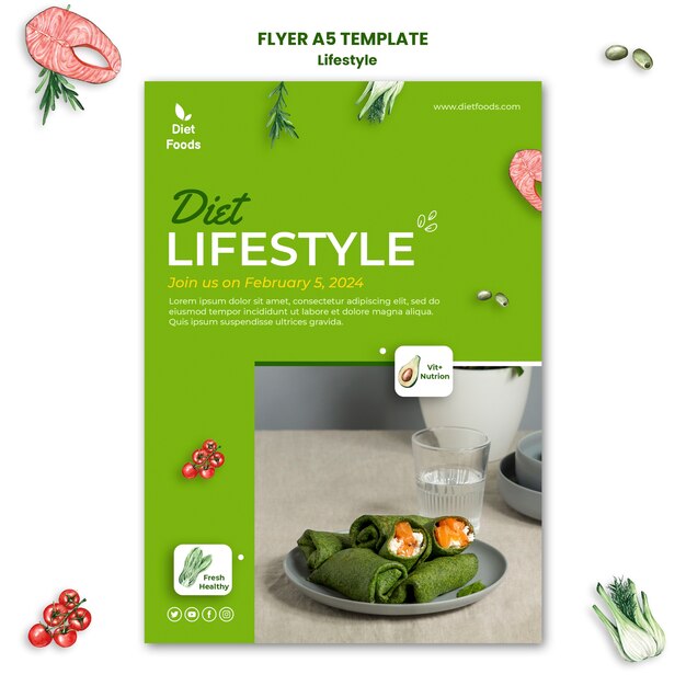 Healthy lifestyle flyer design template