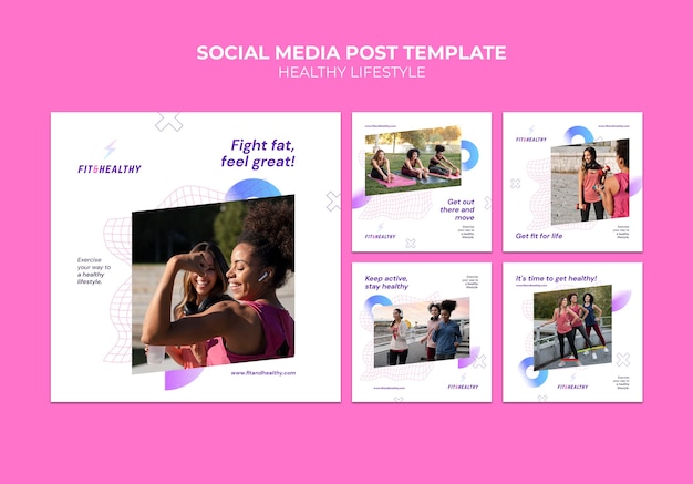 PSD gratuito modello di progettazione di post di instagram di stile di vita sano