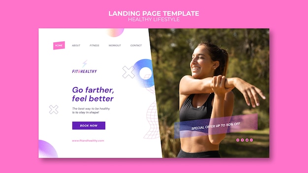 Free PSD healthy lifestyle landing page design template