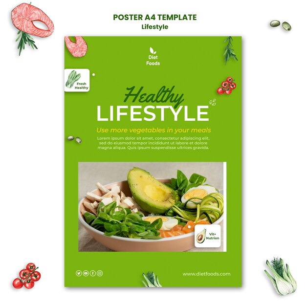Healthy lifestyle poster design template