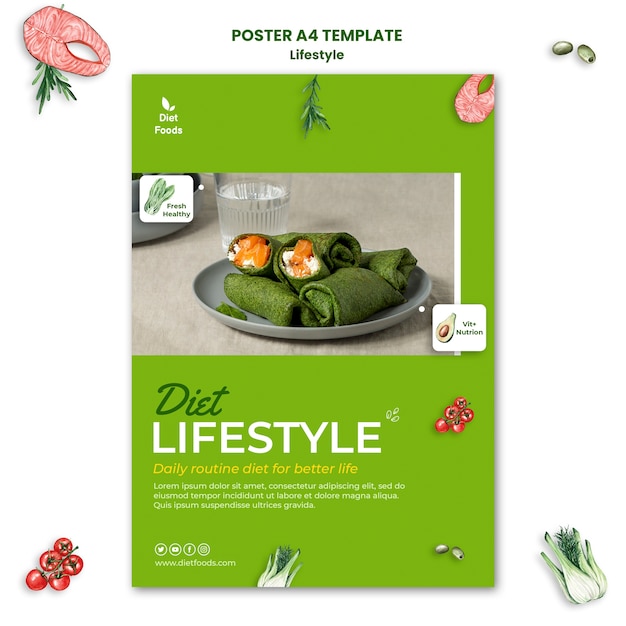 Healthy lifestyle poster design template