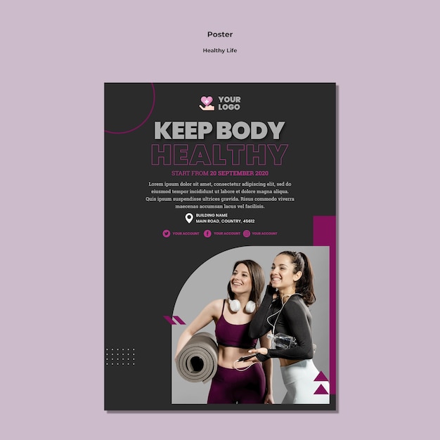 Free PSD healthy lifestyle poster template