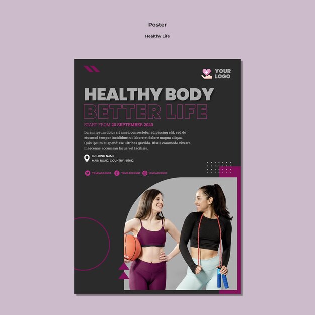 Healthy lifestyle poster template