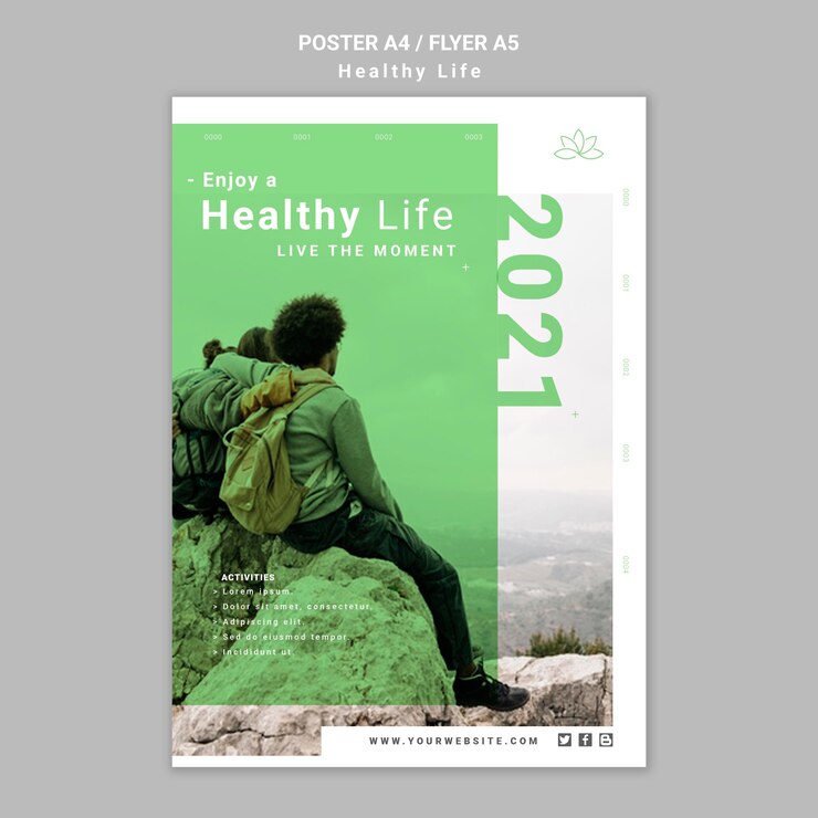 Free PSD healthy lifestyle poster template