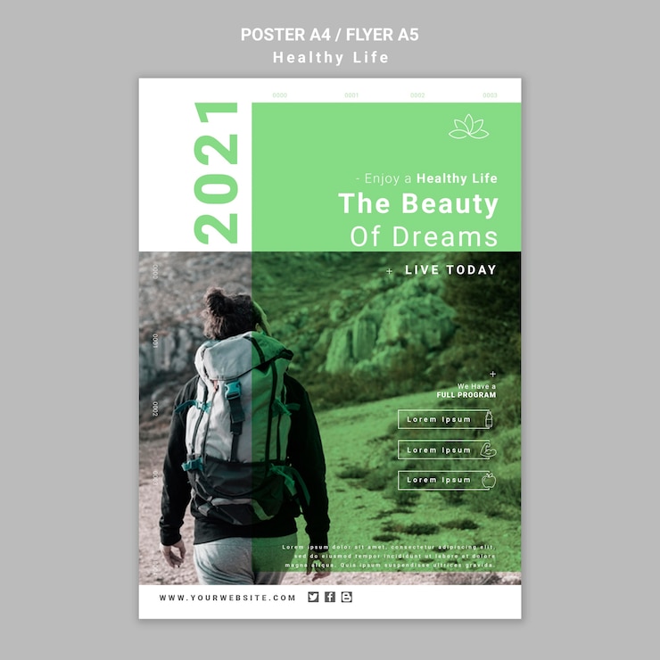 無料PSD 健康的なライフスタイルのポスターテンプレート
