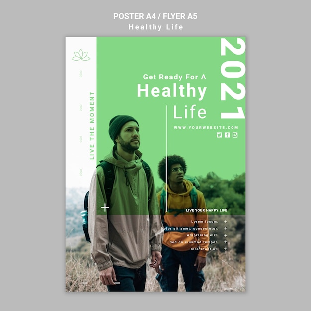 PSD gratuito modello di poster di stile di vita sano