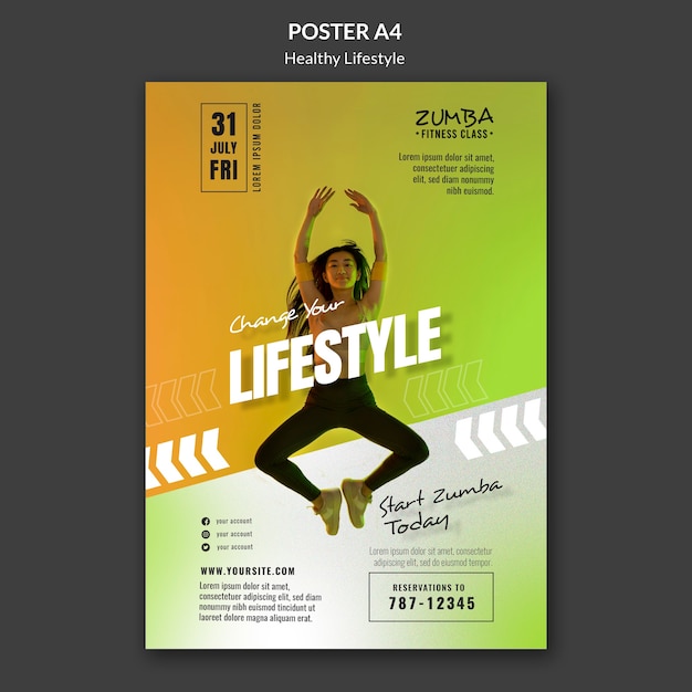 Free PSD healthy lifestyle poster template