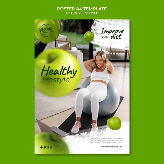 Healthy lifestyle poster template