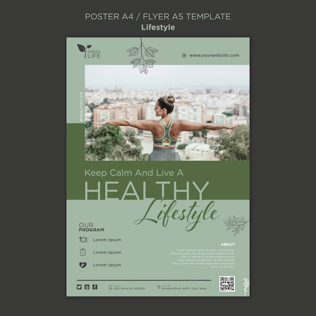 Free PSD healthy lifestyle print template