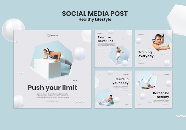 Free PSD healthy lifestyle social media post