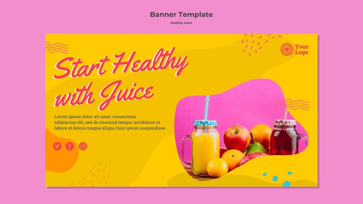 Free PSD healthy lifestyle with juice banner template