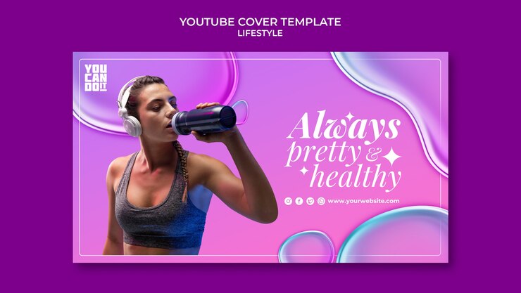 Free PSD healthy lifestyle youtube cover template