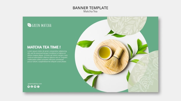 PSD gratuito modello di banner di tè matcha sano
