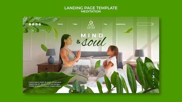 Free PSD healthy mind and soul landing page