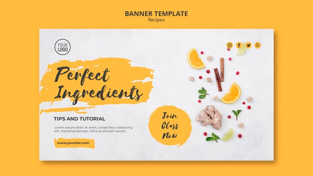 Healthy recipes banner template