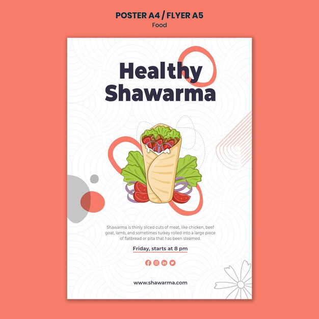 healthy shawarma poster template