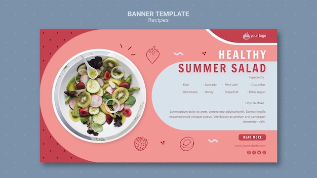 Free PSD healthy summer salad banner template