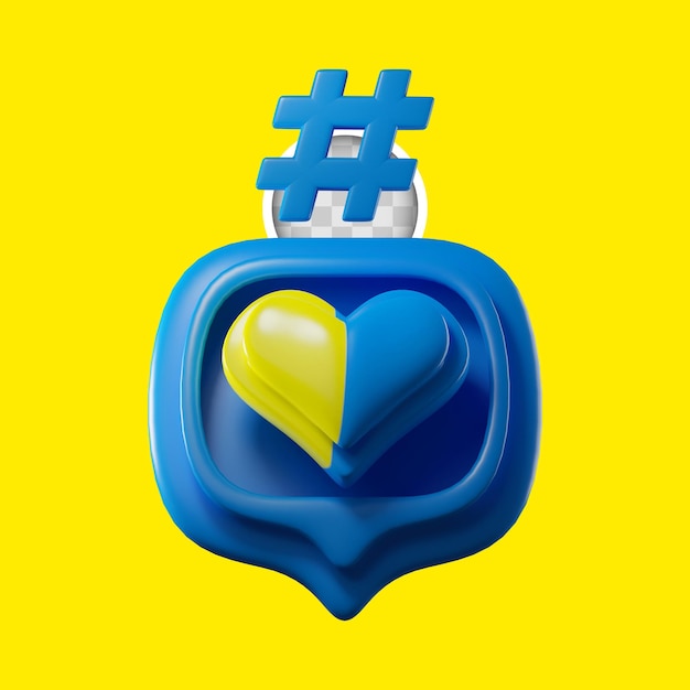 Heart 3d icon of support for ukraine 3d illustration