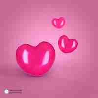 Free PSD heart icon isolated 3d render illustration