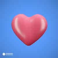 Free PSD heart icon isolated 3d render illustration