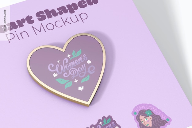 Heart Shaped Pin Mockup, Close Up