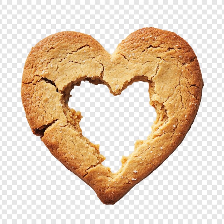 Free PSD a heartshaped cookie with a bite taken out
