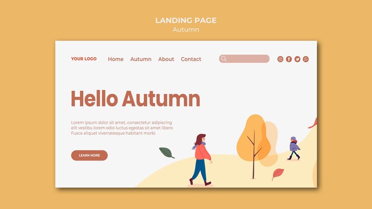 Free PSD hello autumn landing page template
