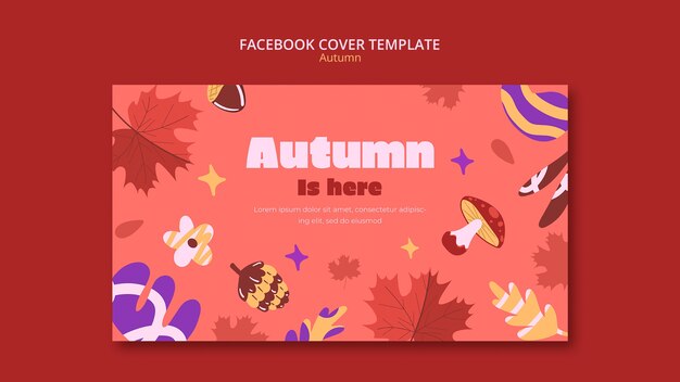 こんにちは秋のシーズンのFacebookカバーテンプレート