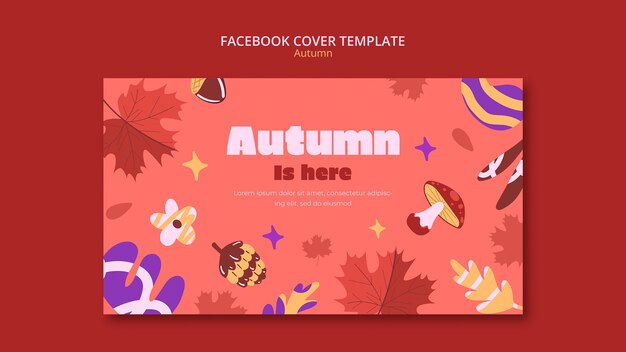 Hello autumn season facebook cover template