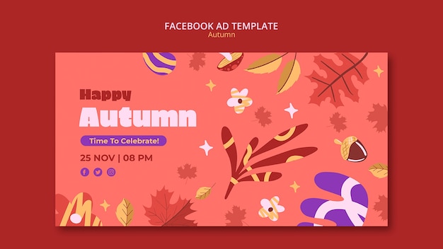 PSD gratuito ciao modello facebook della stagione autunnale