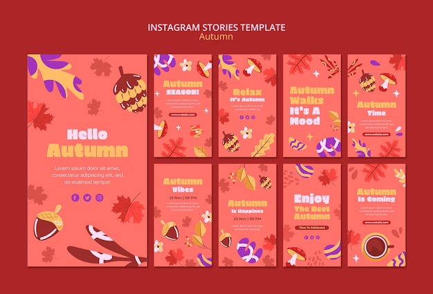 PSD gratuito ciao storie di instagram della stagione autunnale