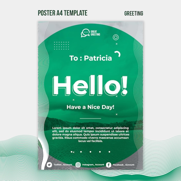 Free PSD hello message a4 poster template