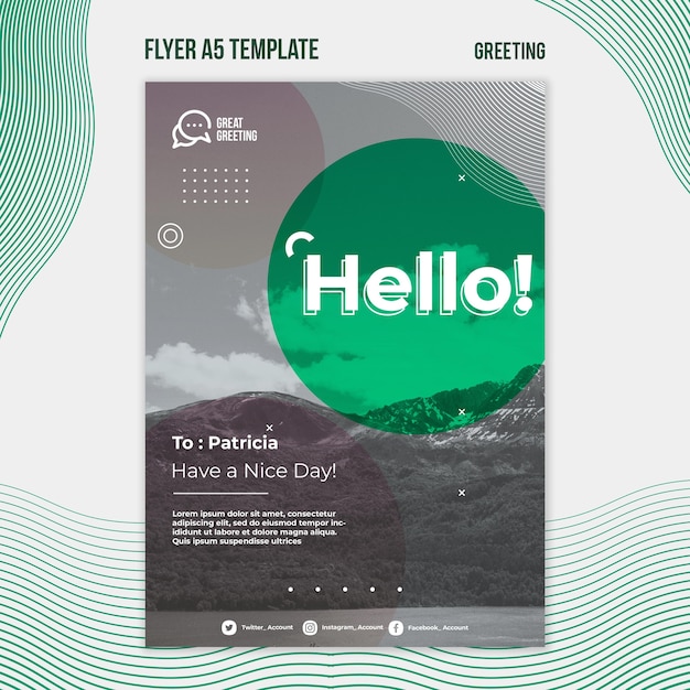 Free PSD hello message a5 flyer template