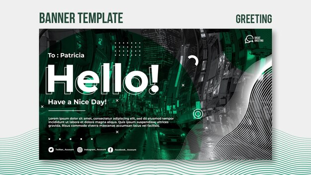 Free PSD hello message horizontal banner