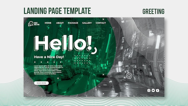 Free PSD hello message landing page template
