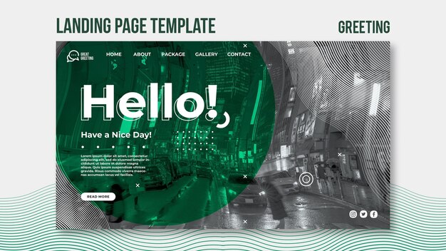 Hello message landing page template