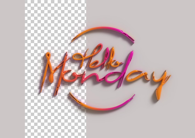 Hello monday calligraphic 3d style typographical transparent psd – Free PSD Download