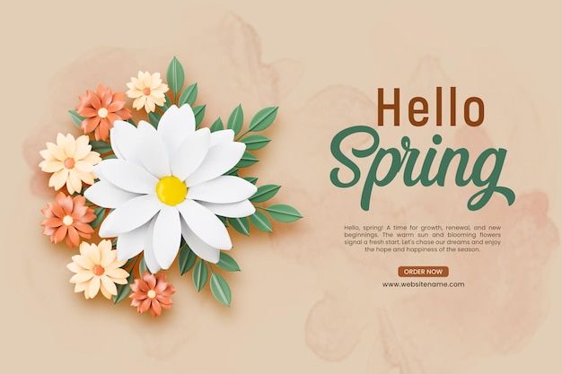 Free PSD hello spring greeting banner design template