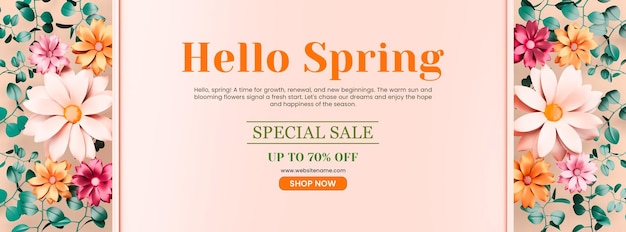 Free PSD hello spring social media cover design template