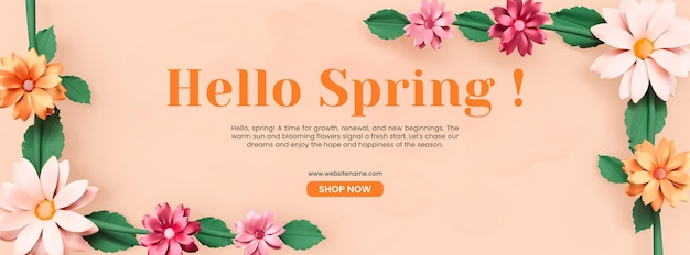 Hello spring social media cover design template