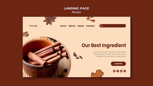 Herbs and spices landing page template