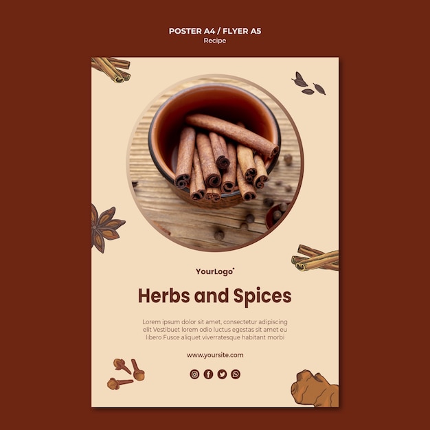 Free PSD herbs and spices poster template