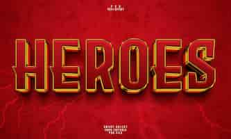 Free PSD heroes 3d editable text effect