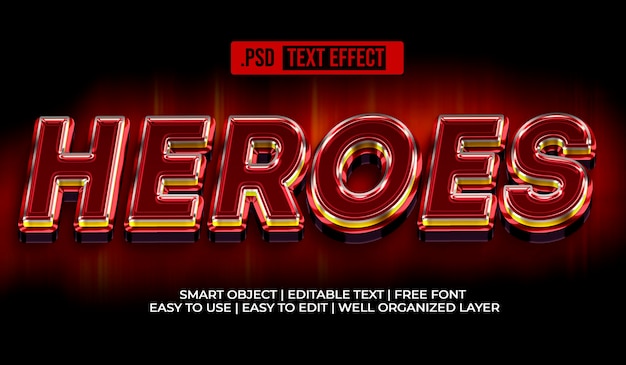 Free PSD heroes text style effect