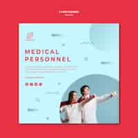 Free PSD heroic medical personnel square flyer template