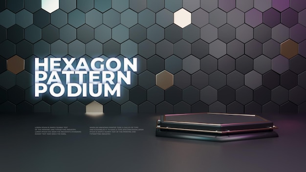 Free PSD hexagon 3d podium product display