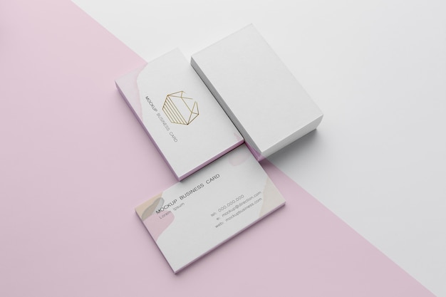 High angle arrangement of mock-up business card