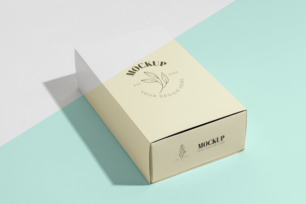 High angle box mock-up branding