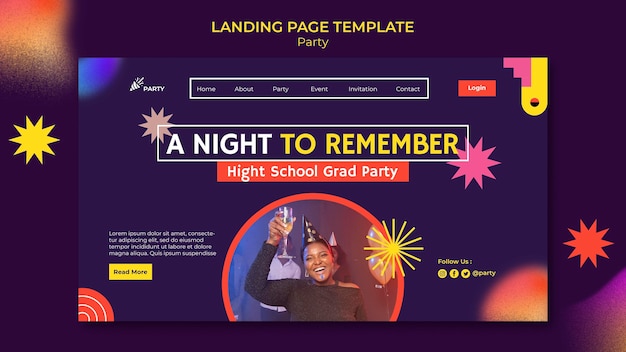 Free PSD high school grad party landing page template